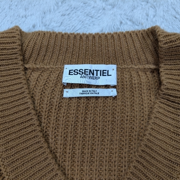 Essentiel Antwerp Sweater Womens L Brown Camel Almenara Wool Blend Knit - Picture 3 of 9